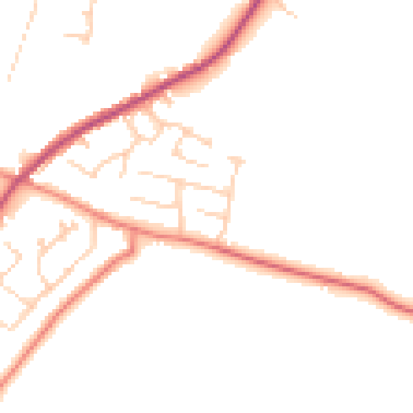 Daytime road noise heatmap for CW9 6PR