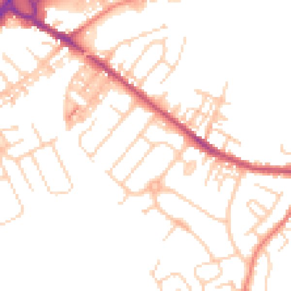 Daytime road noise heatmap for CW9 7AX