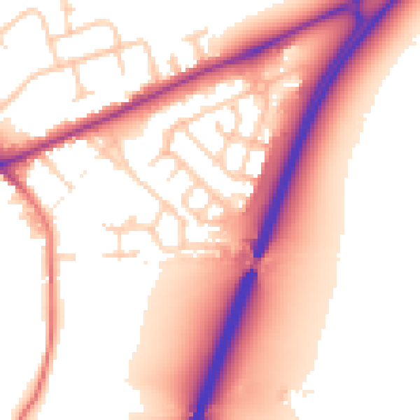 Daytime road noise heatmap for CW9 7FP
