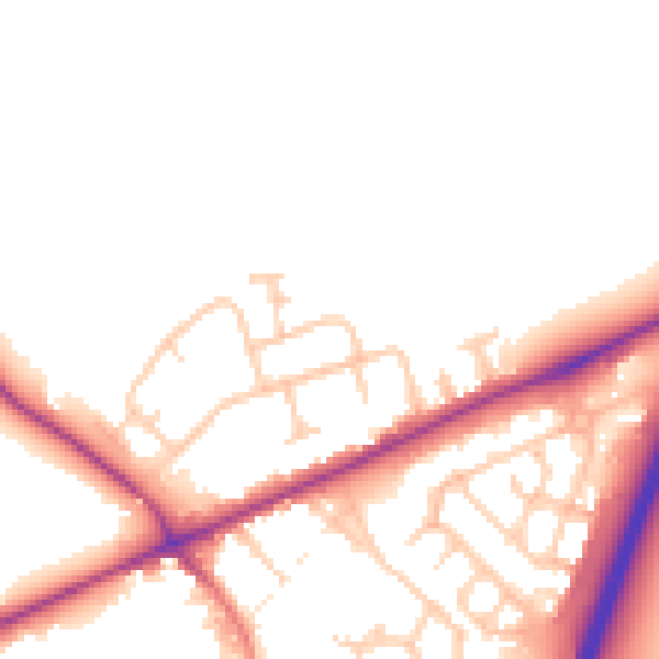 Daytime road noise heatmap for CW9 7QJ