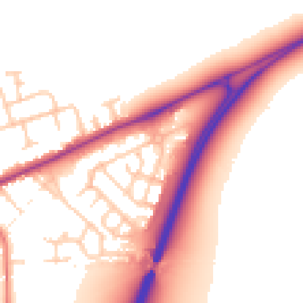 Daytime road noise heatmap for CW9 7YF