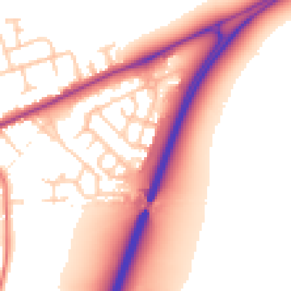Daytime road noise heatmap for CW9 7YH