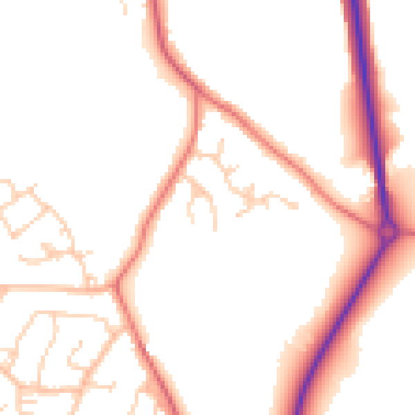 Daytime road noise heatmap for CW9 8LD