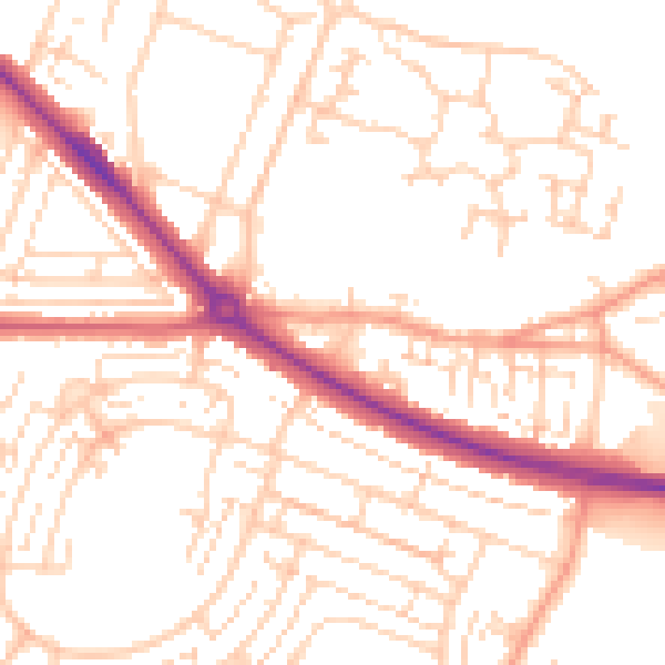 Daytime road noise heatmap for DA12 2NS