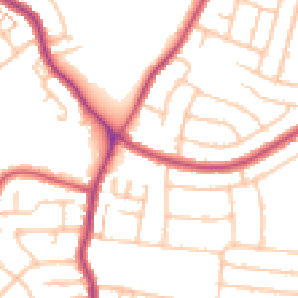 Daytime road noise heatmap for DA16 1DG