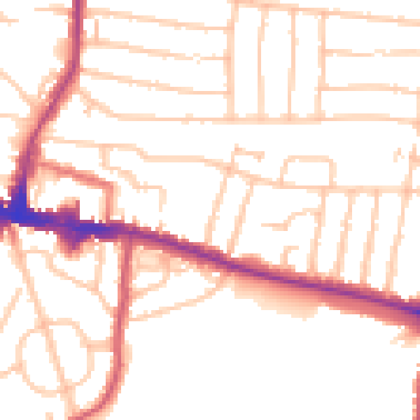 Daytime road noise heatmap for DA16 1QB