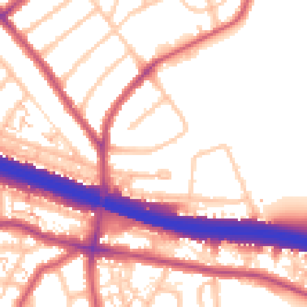 Daytime road noise heatmap for DA16 2JY