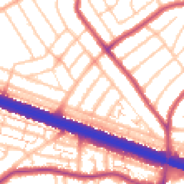 Daytime road noise heatmap for DA16 2LL