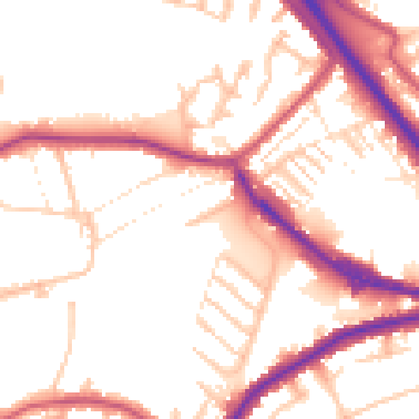 Daytime road noise heatmap for DA8 1PT