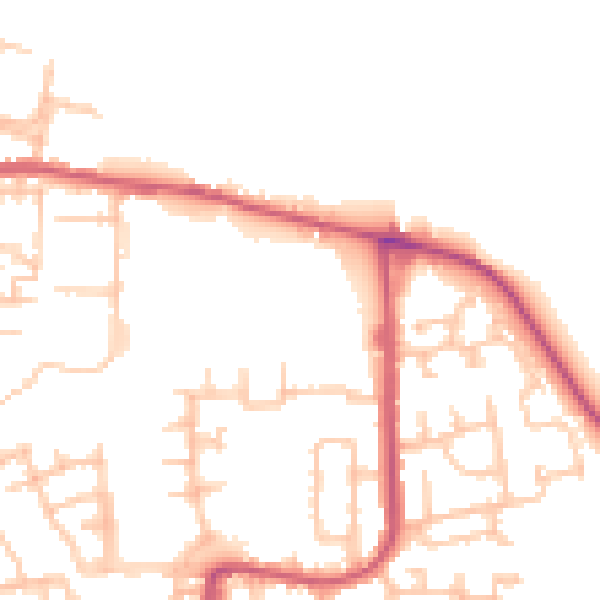 Daytime road noise heatmap for DA8 2AN