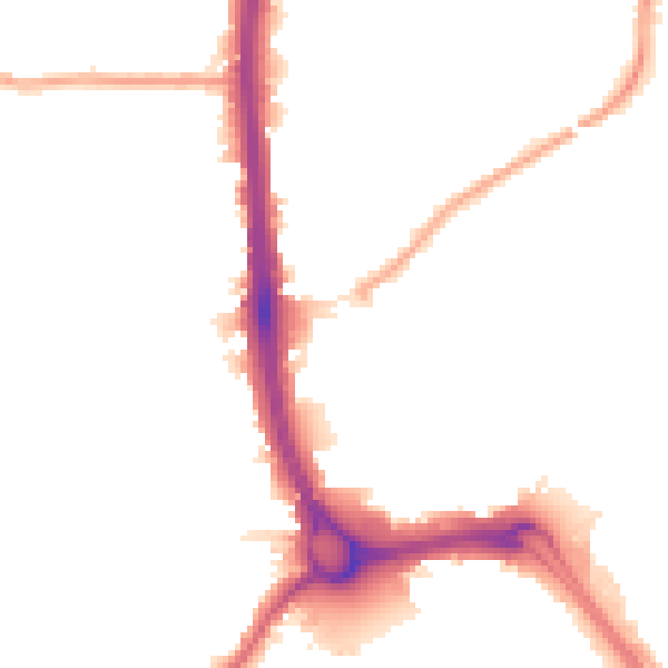 Night-time road noise heatmap for DA8 2EG