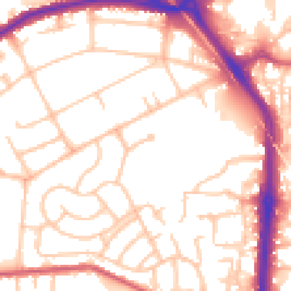 Daytime road noise heatmap for DA8 3BD