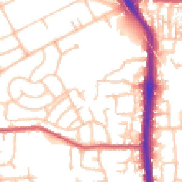 Daytime road noise heatmap for DA8 3SA