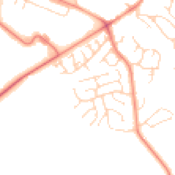 Daytime road noise heatmap for DE12 7ES