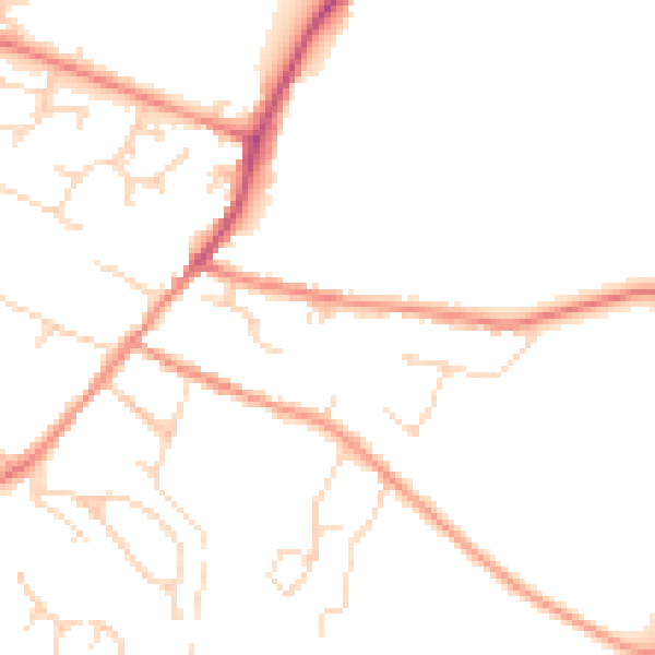 Daytime road noise heatmap for DE12 7JJ