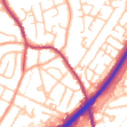 Daytime road noise heatmap for DE13 0TU