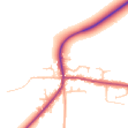 Daytime road noise heatmap for DE13 7JJ