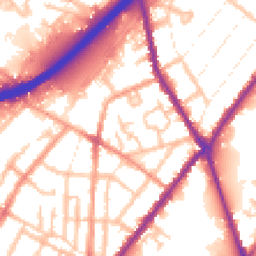 Daytime road noise heatmap for DE14 2PN