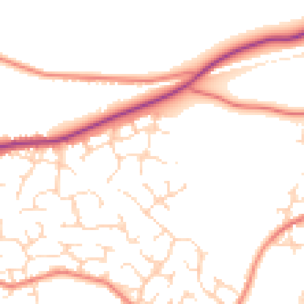 Daytime road noise heatmap for DE21 2AD