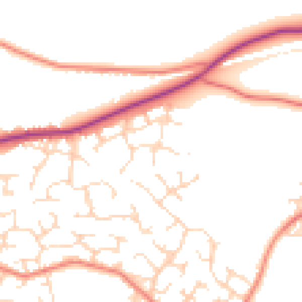 Daytime road noise heatmap for DE21 2AE