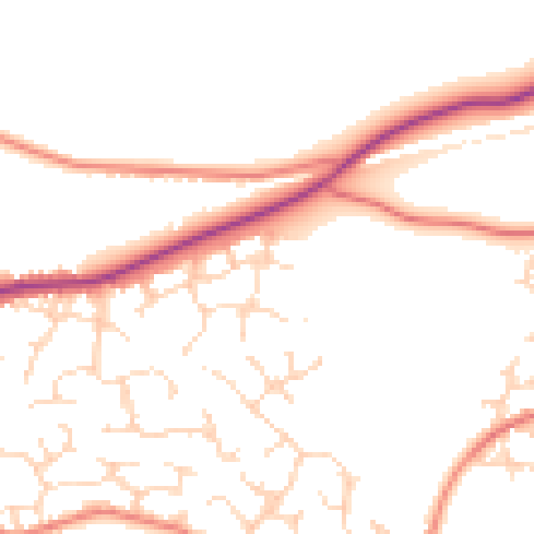 Daytime road noise heatmap for DE21 2AF