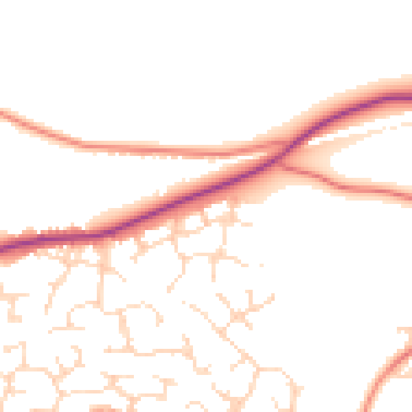 Daytime road noise heatmap for DE21 2AG