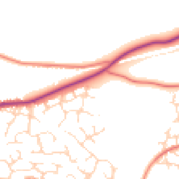 Daytime road noise heatmap for DE21 2AH