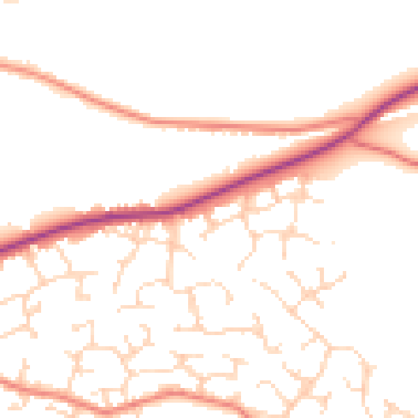 Daytime road noise heatmap for DE21 2AL