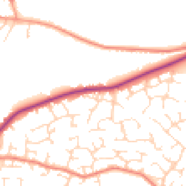Daytime road noise heatmap for DE21 2AX