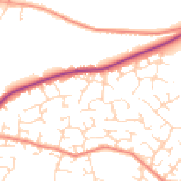Daytime road noise heatmap for DE21 2AZ