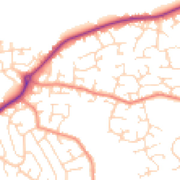 Daytime road noise heatmap for DE21 2BA