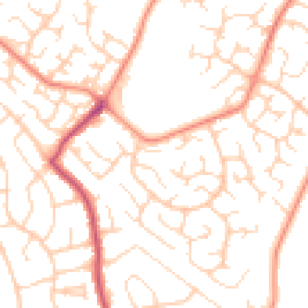 Daytime road noise heatmap for DE21 2BE