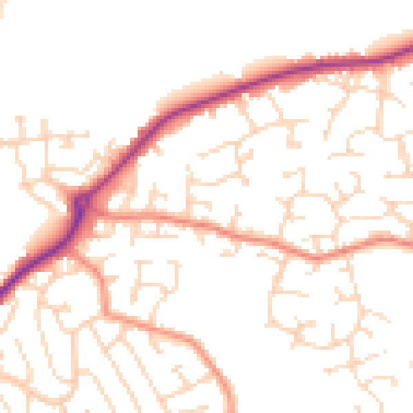 Daytime road noise heatmap for DE21 2BJ