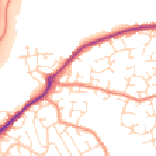 Daytime road noise heatmap for DE21 2BQ