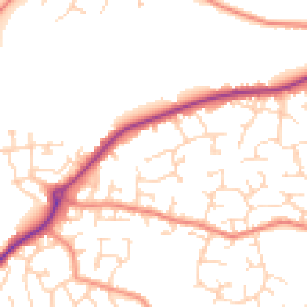 Daytime road noise heatmap for DE21 2BS