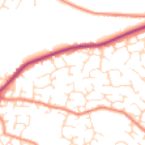 Daytime road noise heatmap for DE21 2BU