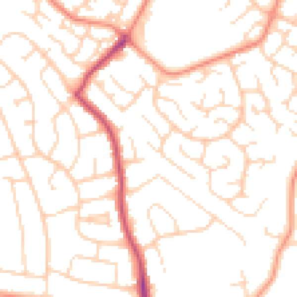 Daytime road noise heatmap for DE21 2BZ