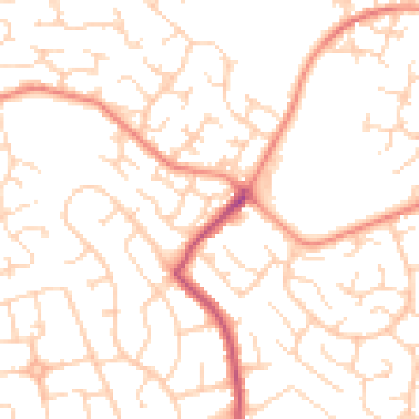 Daytime road noise heatmap for DE21 2DP