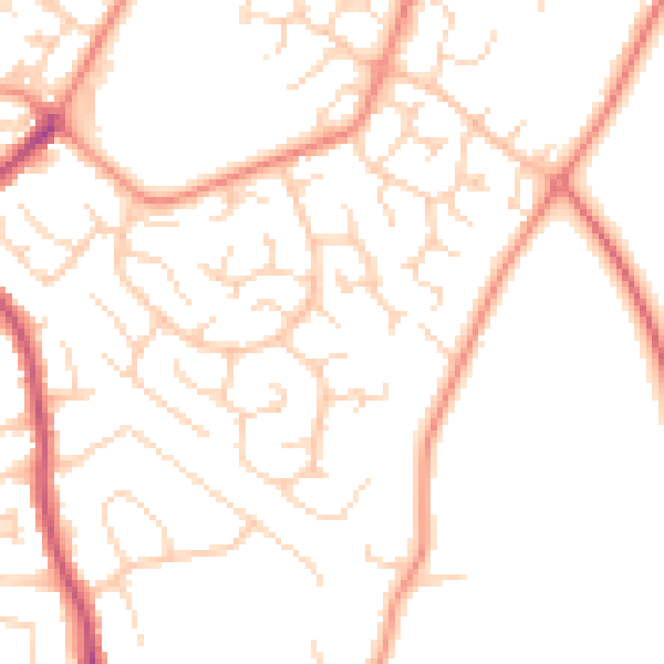 Daytime road noise heatmap for DE21 2HG