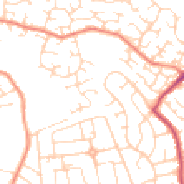 Daytime road noise heatmap for DE21 2UZ