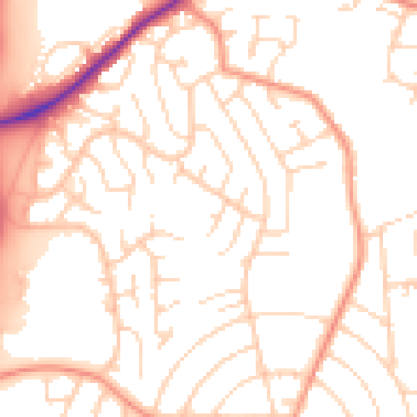 Daytime road noise heatmap for DE21 4BY