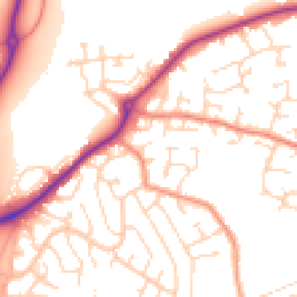 Daytime road noise heatmap for DE21 4DR
