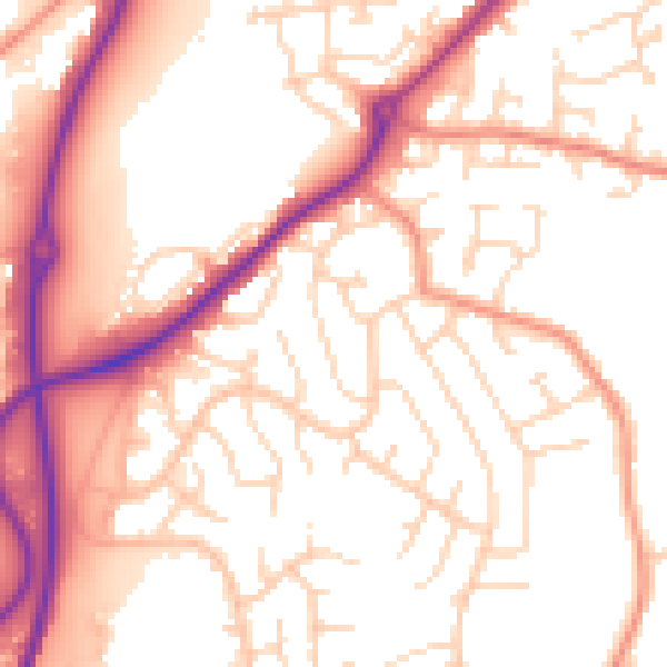 Daytime road noise heatmap for DE21 4DS