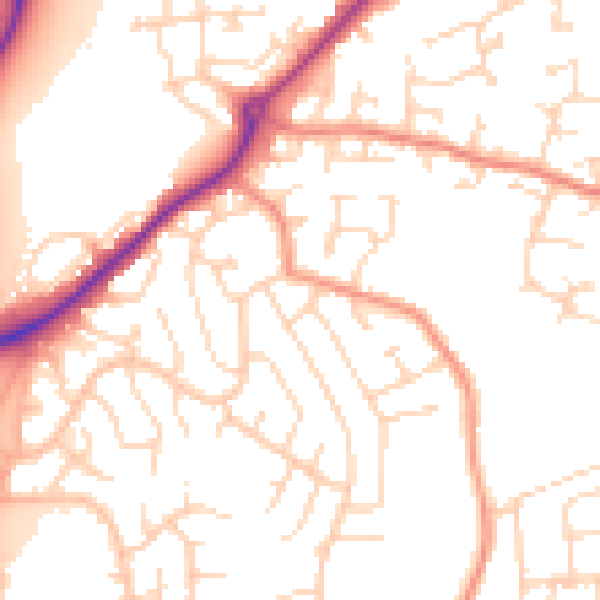 Daytime road noise heatmap for DE21 4FE