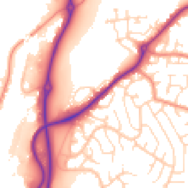 Daytime road noise heatmap for DE21 4GA