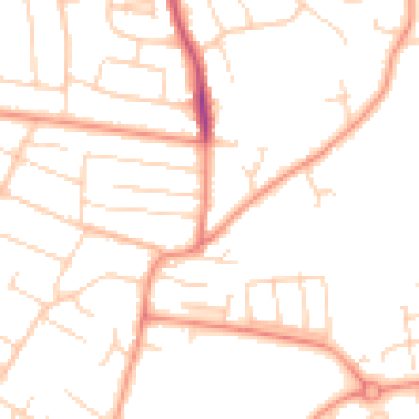 Daytime road noise heatmap for DE21 4LU