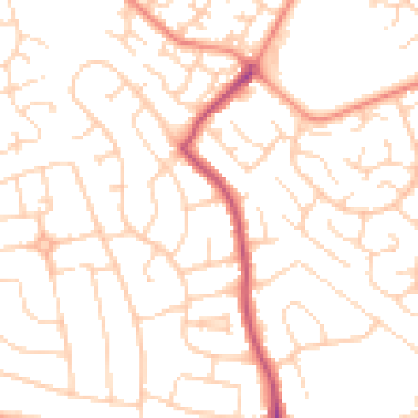 Daytime road noise heatmap for DE21 4PU