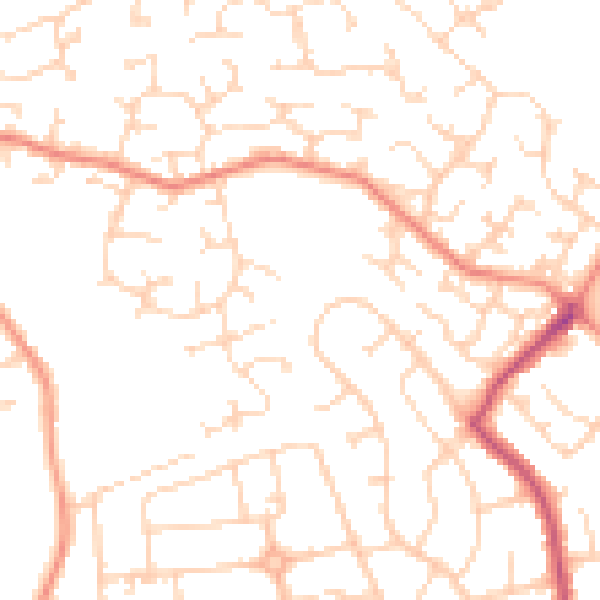 Daytime road noise heatmap for DE21 4QA