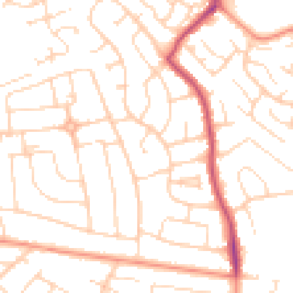 Daytime road noise heatmap for DE21 4QL