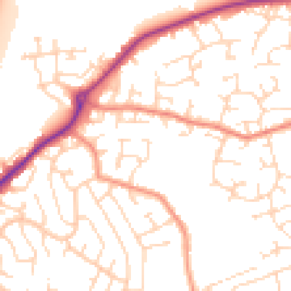 Daytime road noise heatmap for DE21 4QP